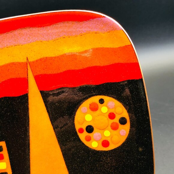 60s Original Enamel on Copper Dish -Miguel Pineda MCM Abstract RARE Collectible - Picture 4 of 10